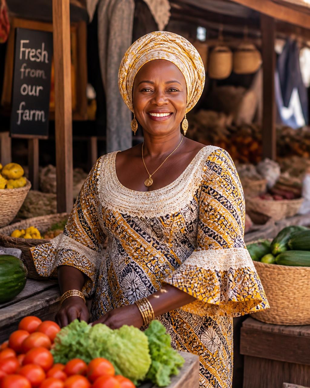 Vendeuse dans un marché africain
